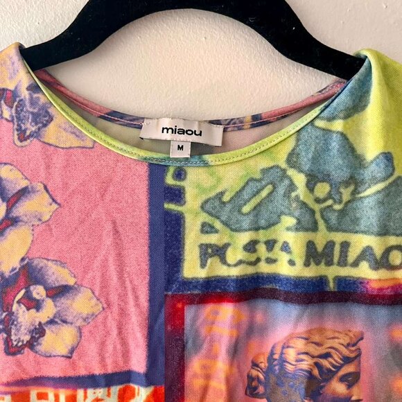 Miaou Drew Top in Thermal Stamp Print Sz M - Picture 6 of 7
